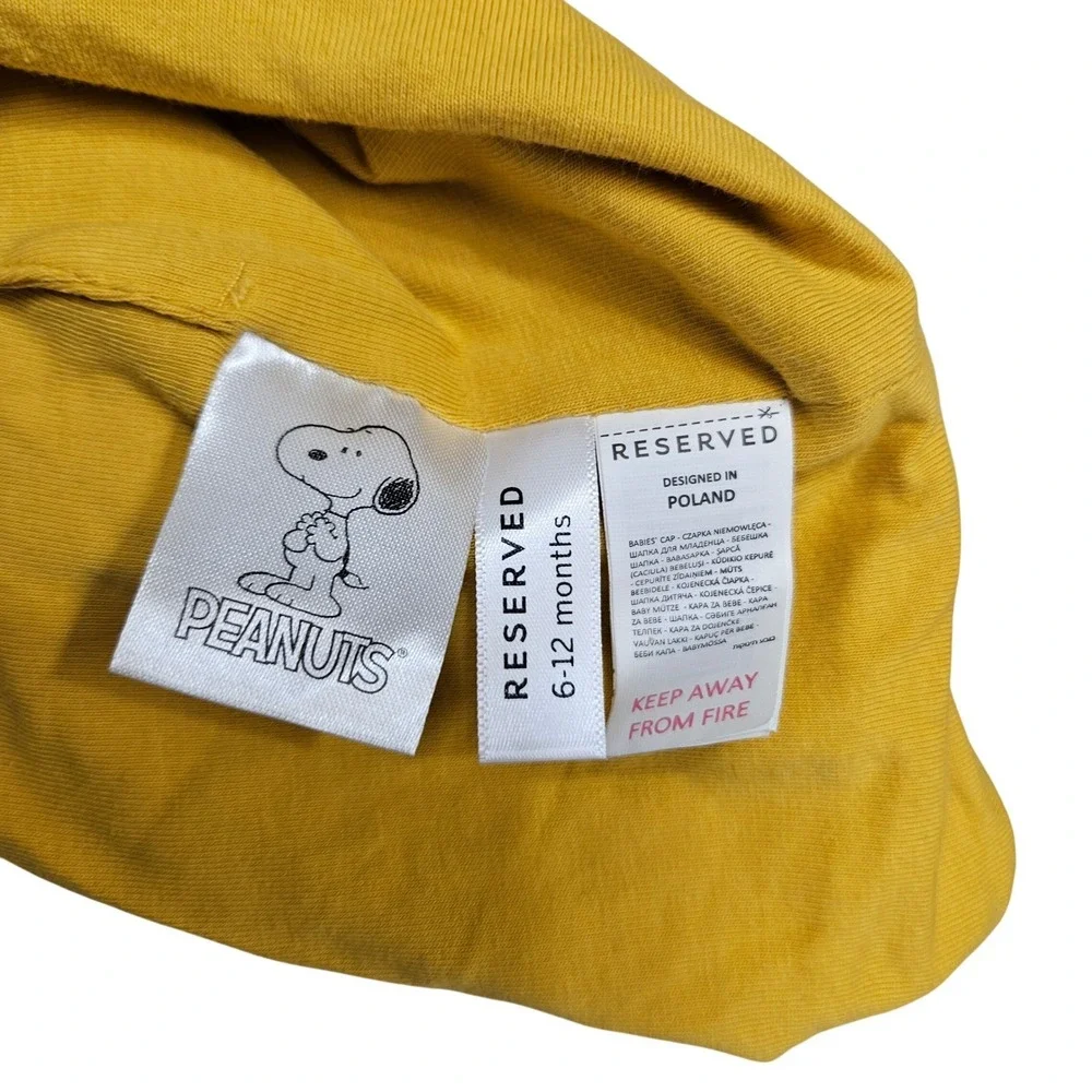 Reserved Peanuts Snoopy Baby Hat Beanie‎ Cap 6-12 Months Gray Yellow